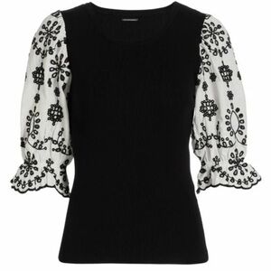 Elie Tahari embroidered sleeve top